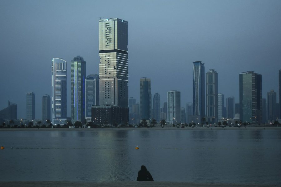 Sharjah skyline across the lagoon